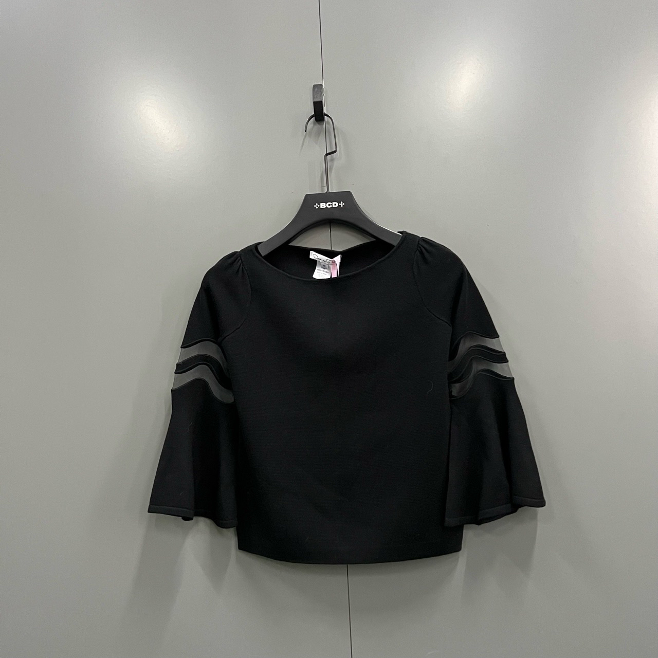 95新  （cc）Oscar de la Renta 黑色网纱拼接上衣 XS码/si501689