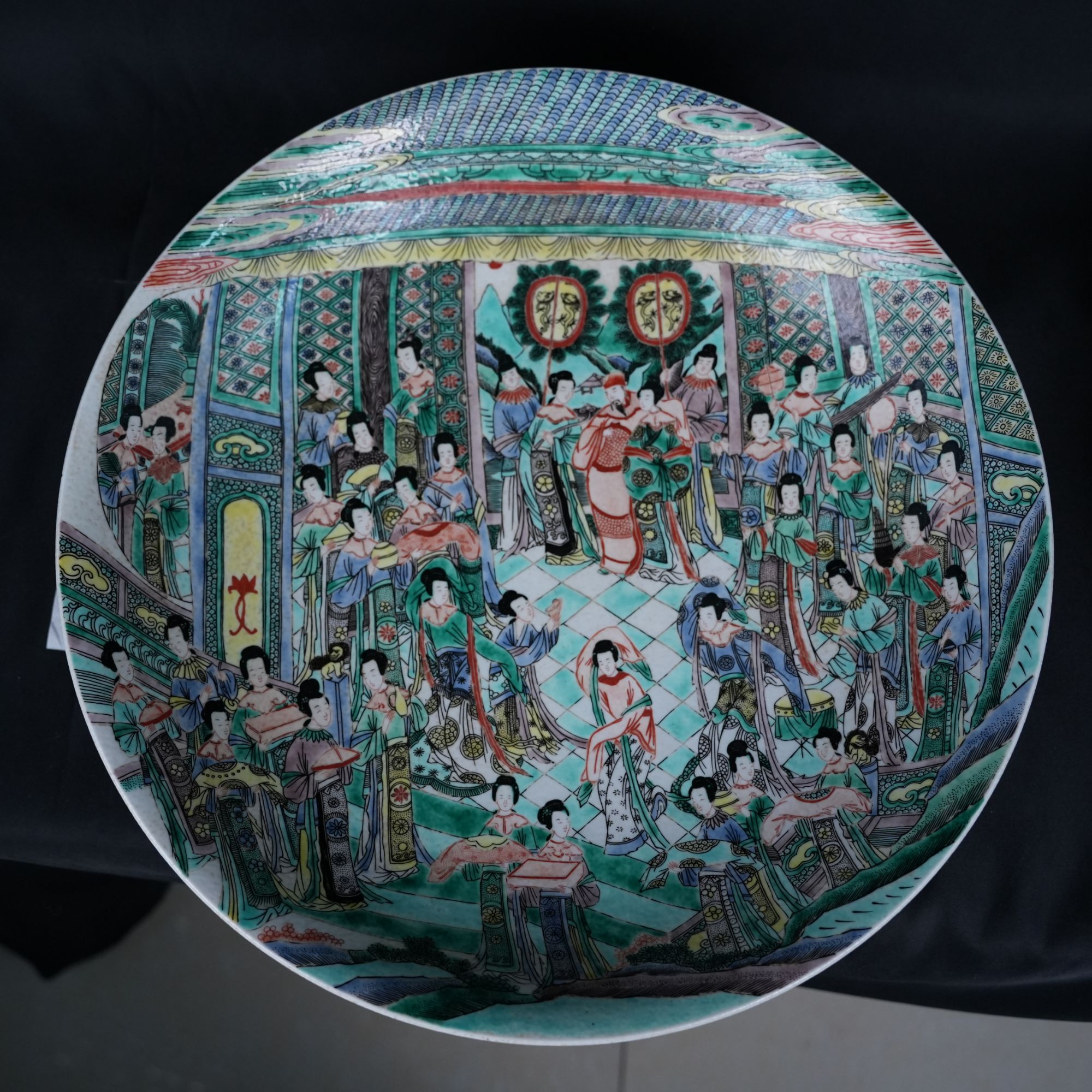 0545彩仕女图大赏盘 摆件