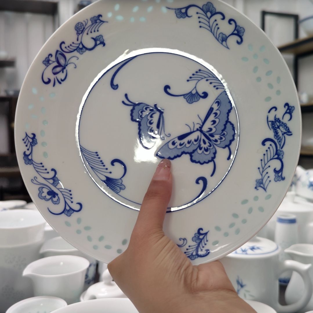 瓷蝴蝶8寸窝盘两只装