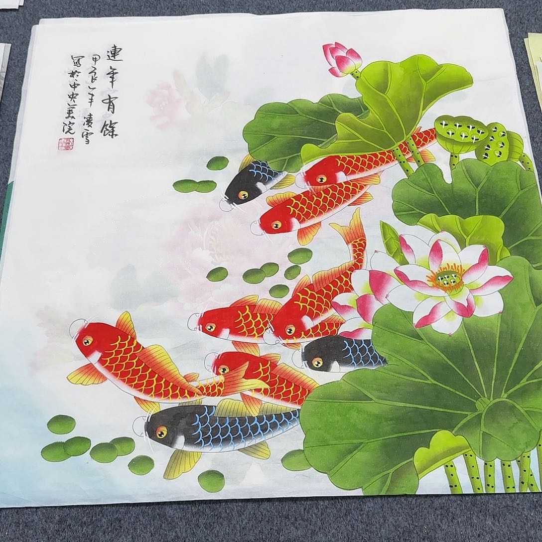 国画尺寸70X70手绘作品