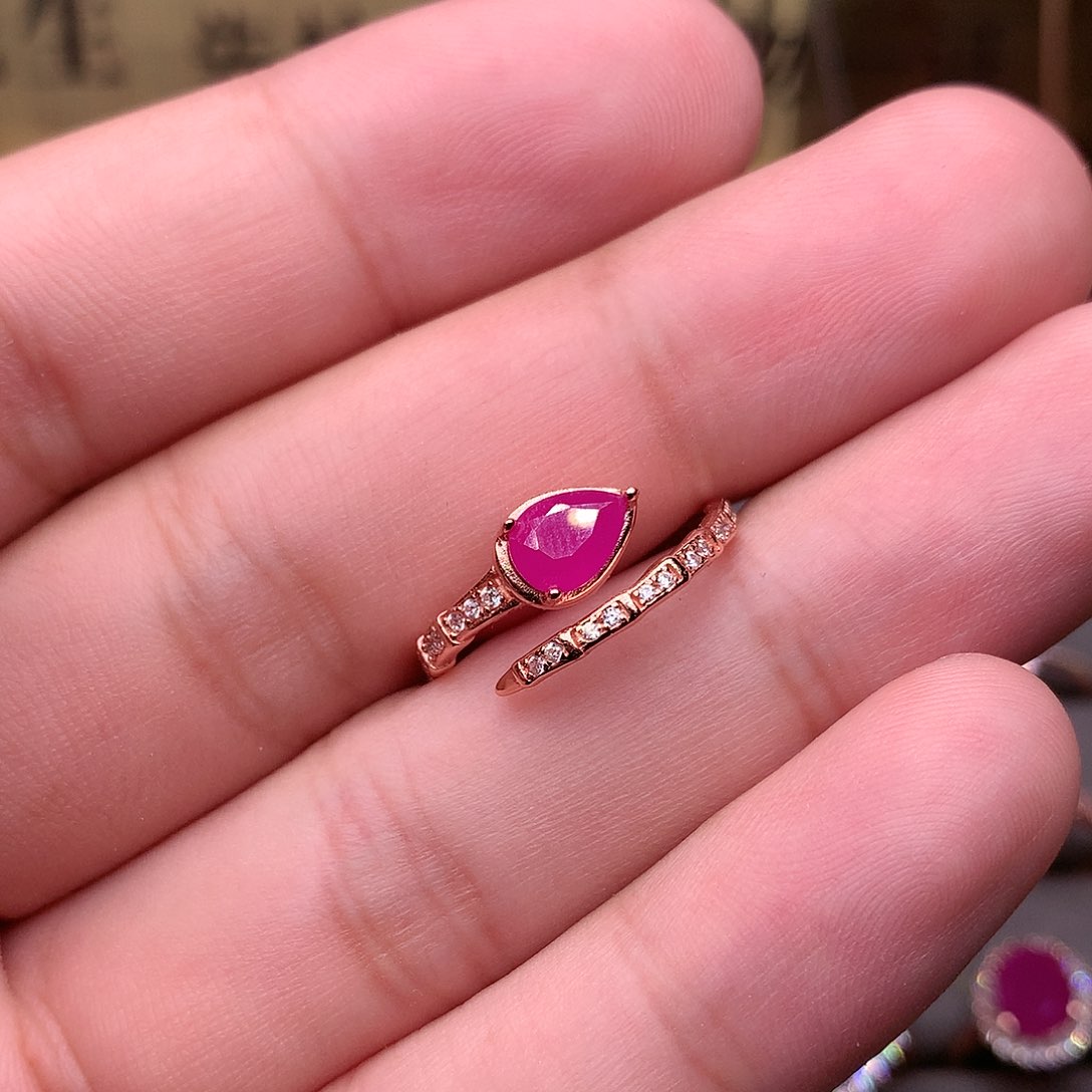 红宝石戒指银S925镶嵌