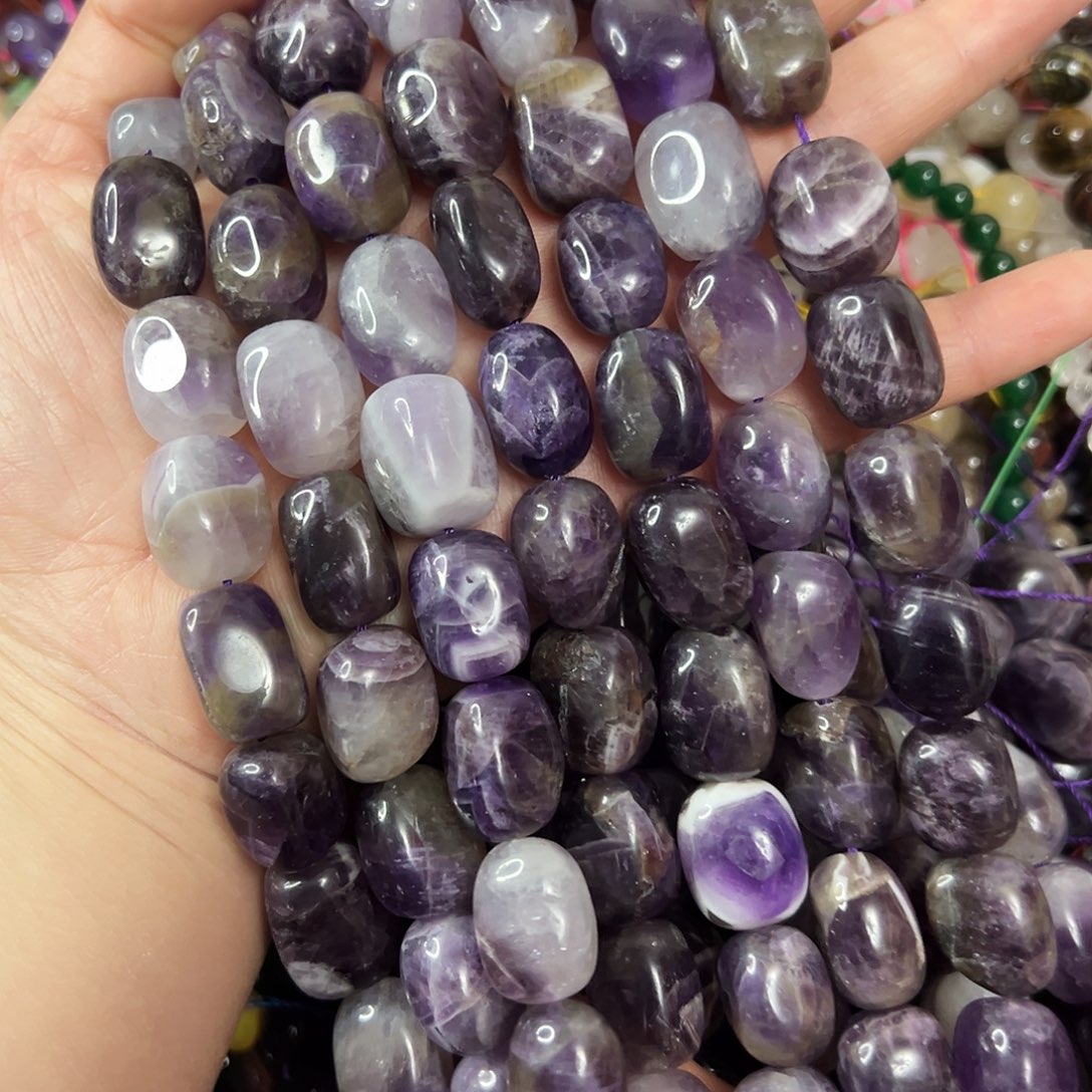 玛瑙/玉髓未镶嵌珠宝半成品，卡12x17紫水晶块一条