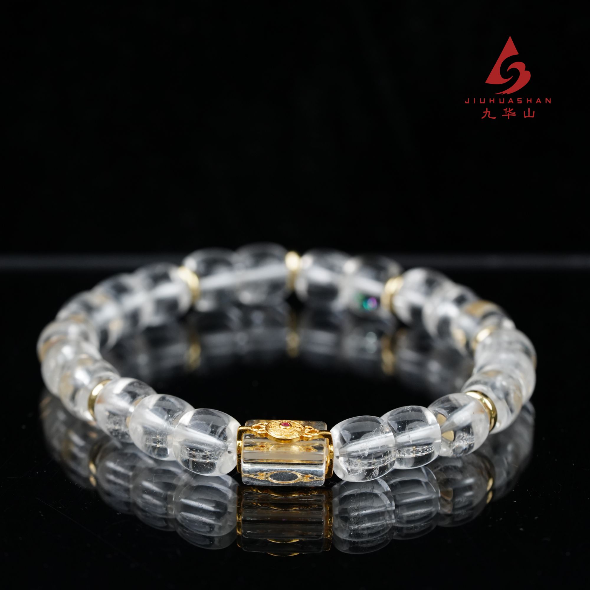 九华山《堆金砌玉》白水晶直切手串67
