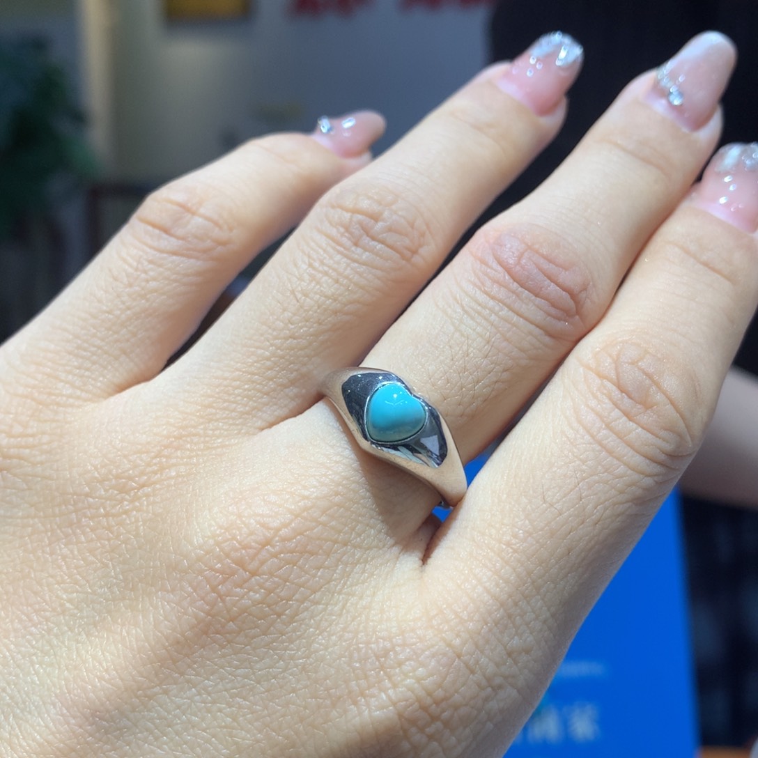 银S925镶嵌绿松石戒指