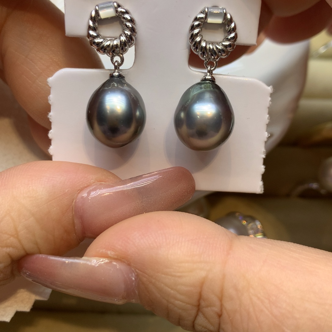 银S925镶嵌耳饰海水珍珠