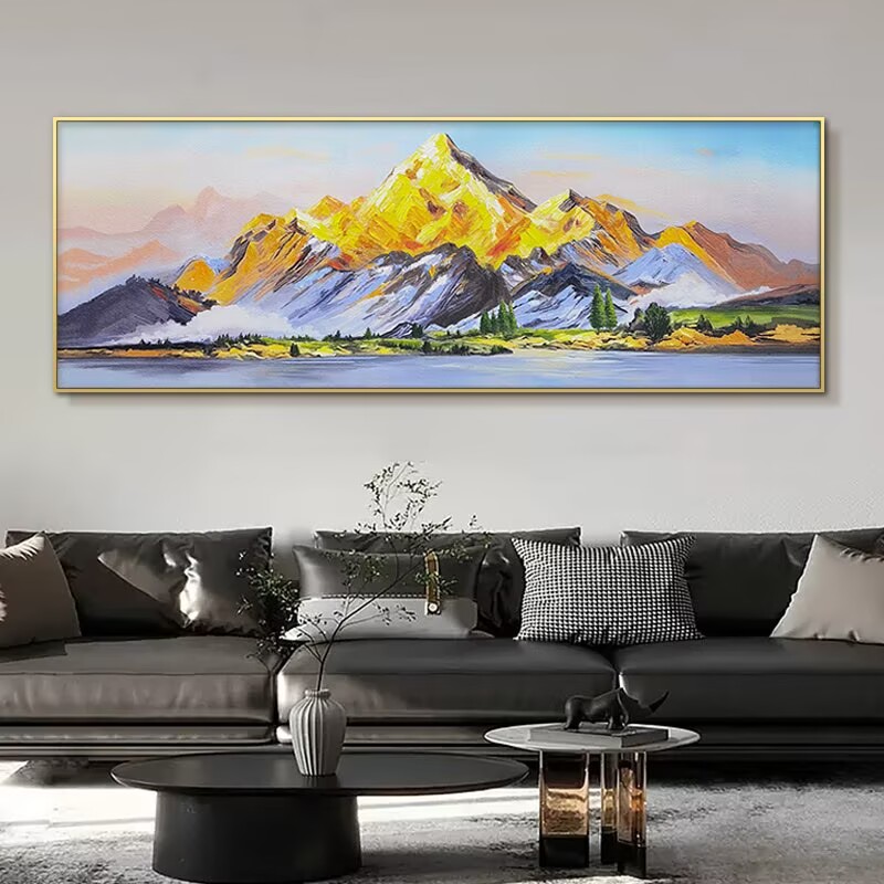 Z01日照金山装饰画沙发墙壁画客厅横版新中式挂画风景画