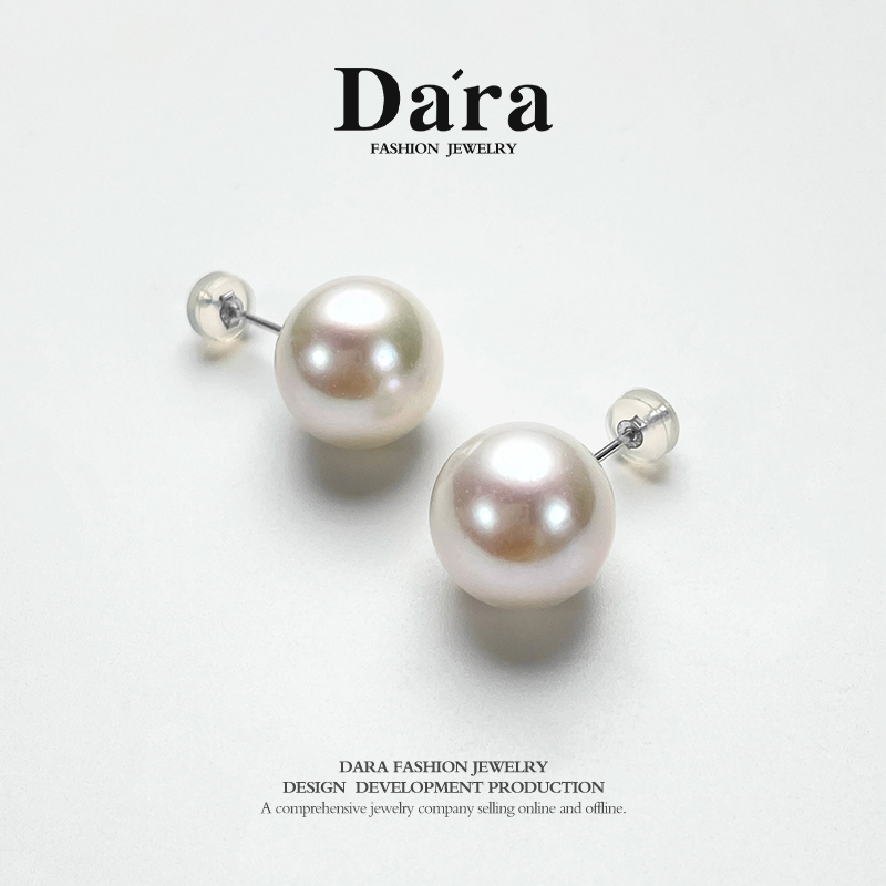 【珠珠专属】S925银 淡水珍珠12-13mm曼塔正圆强光简约款耳钉