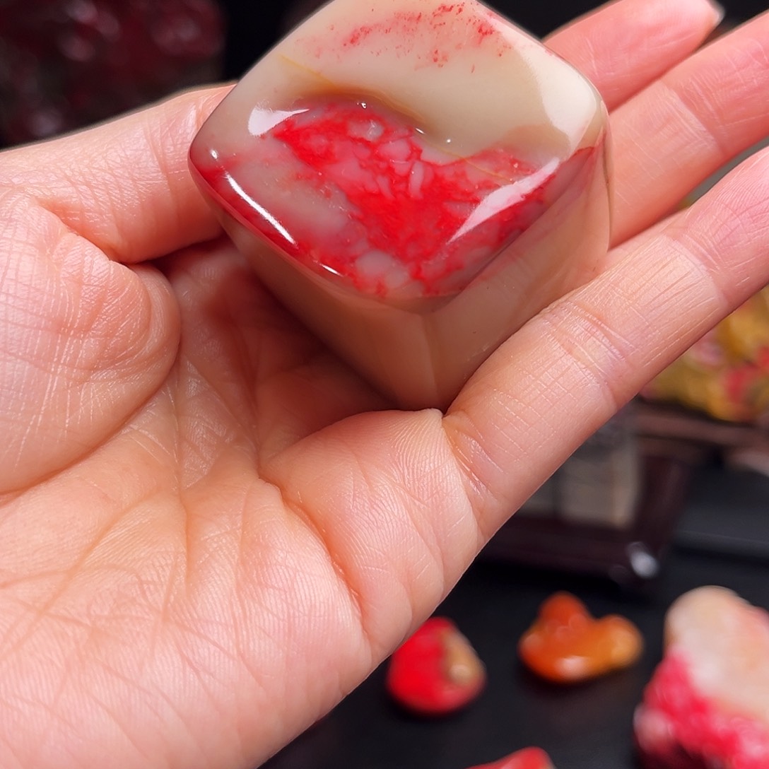 巴林石印石鸡血石随形章