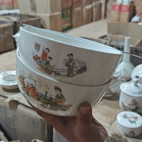 库存微瑕三娘教子碗两个