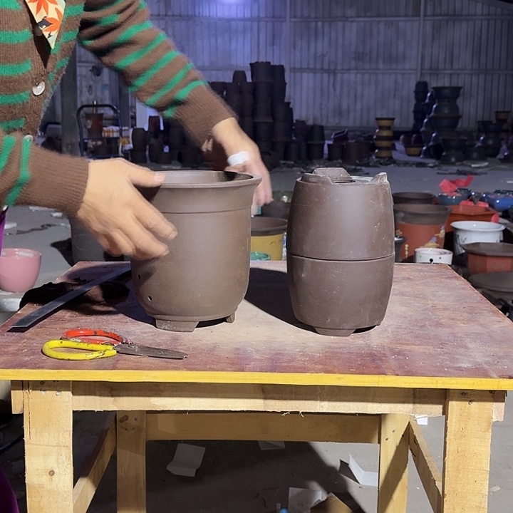 紫砂花盆手工制作48