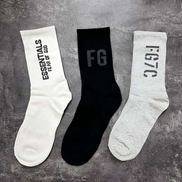 新款FO.G ESSENTIA爆款纯棉男女同款时尚潮袜3双组合