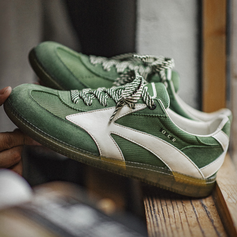 马登绿箭赛车鞋男新款夏季网面德训鞋透气休闲板鞋复古运动阿甘鞋