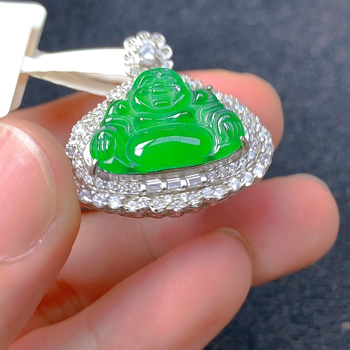 颈饰银S925镶嵌翡翠