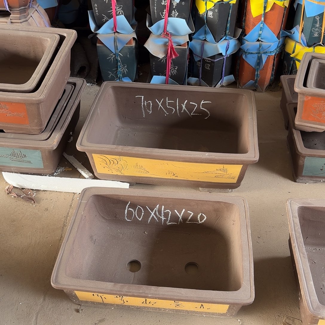 铃***子紫砂花盆6070马槽一套