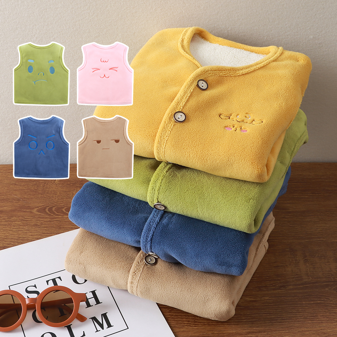 双层加绒加厚儿童马甲外穿春秋装婴儿宝宝秋冬奥粒绒开衫马甲背心