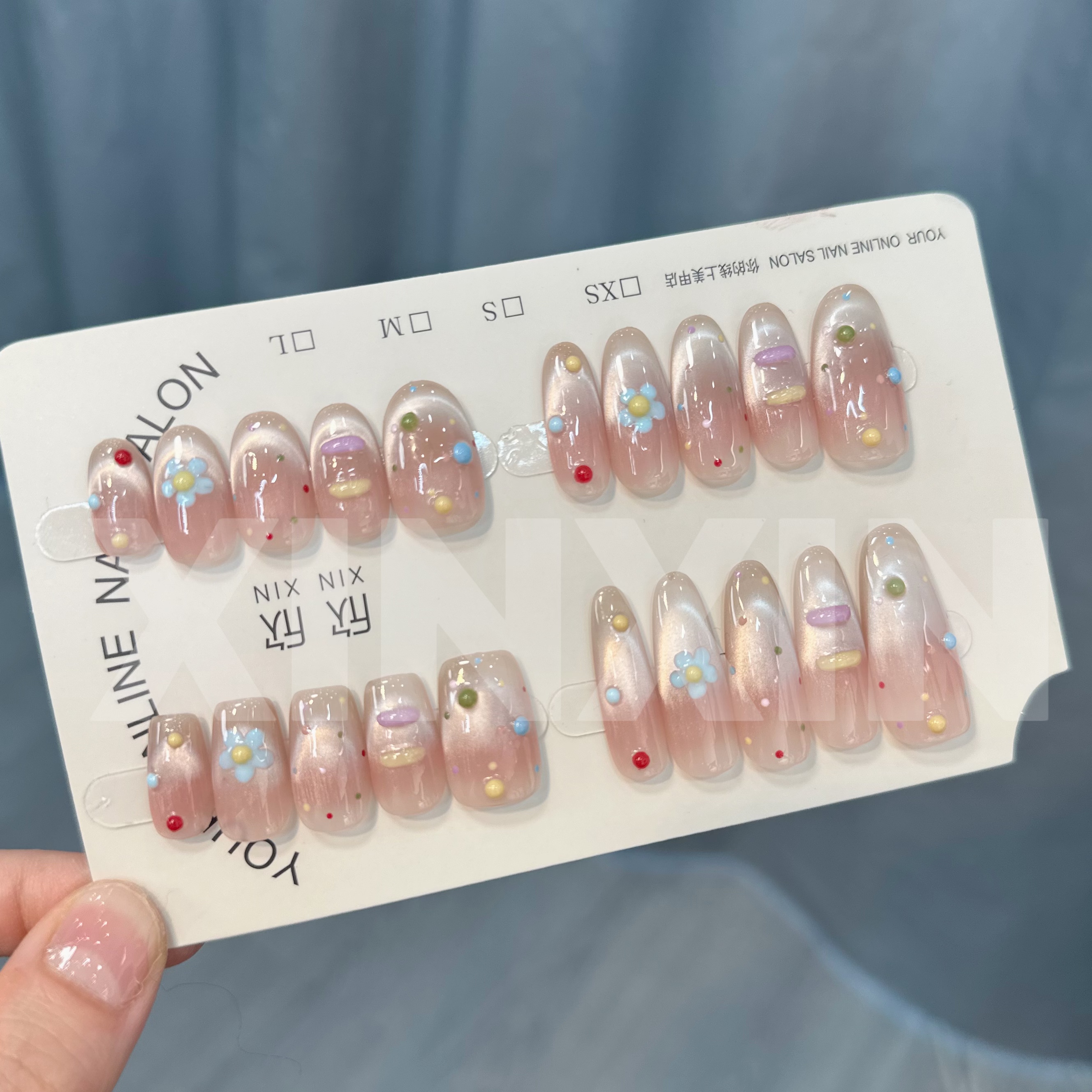 小云朵 - painted clear bow 纯手工穿戴甲 10片装