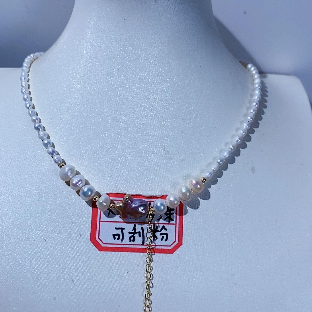 淡水珍珠颈饰银S925镶嵌