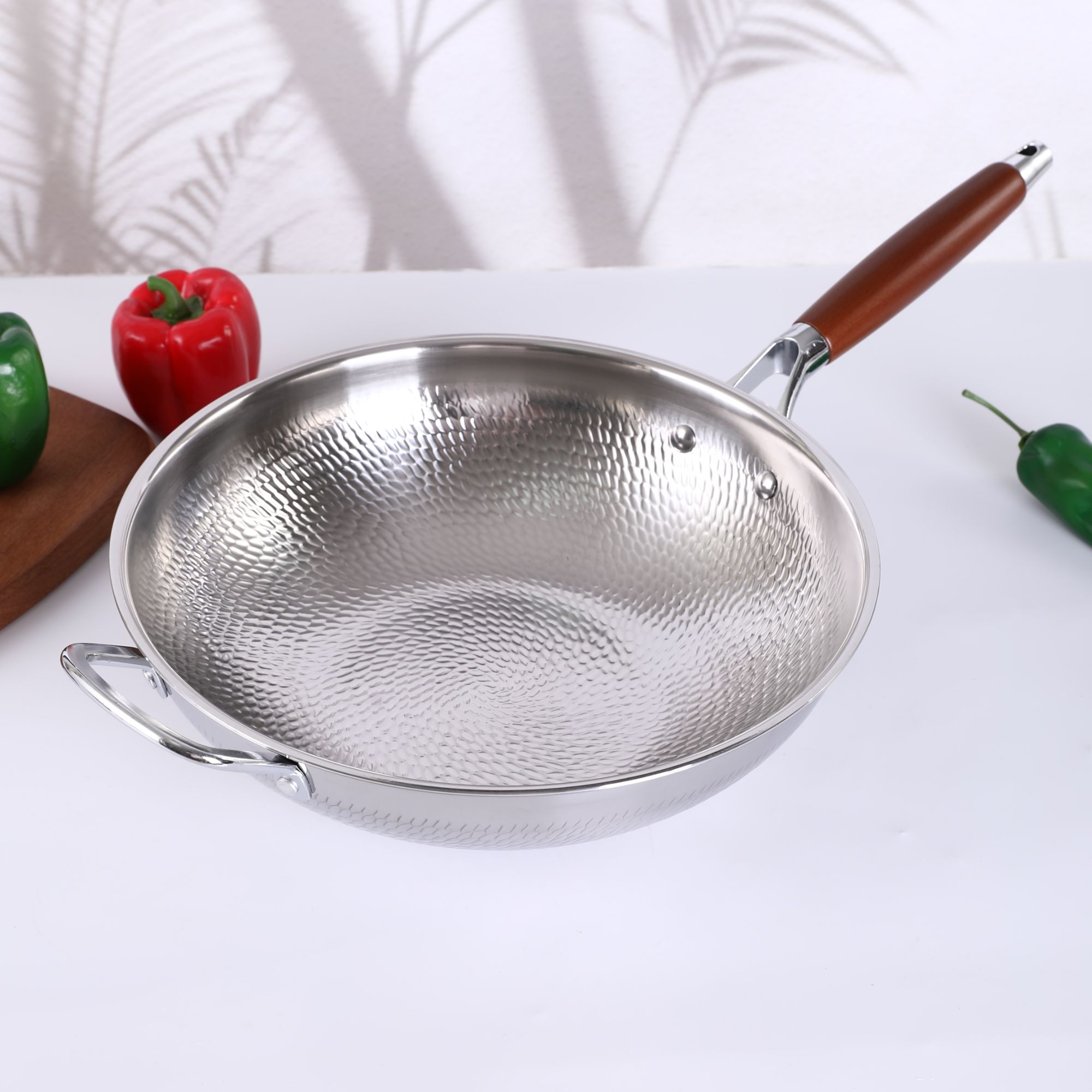 铁娘食代纯手工锻打传家锅三层钢无涂层炒锅家用炒菜锅灶具通用