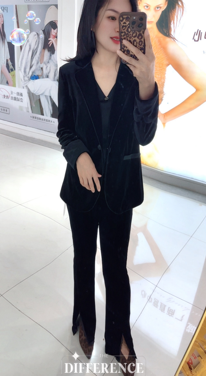 极简风ins休闲风西装气质西服袖黑色常规款女时尚6139