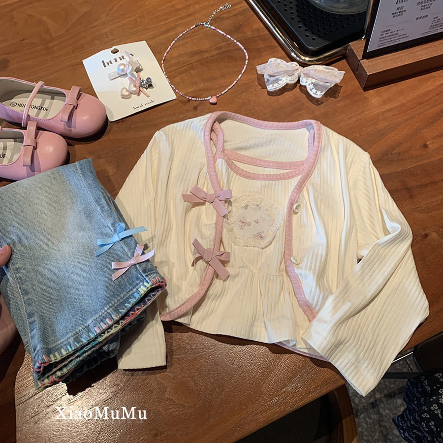 【现货】女童洋气两件套上衣2025新款春秋小童女宝宝韩系甜美长袖