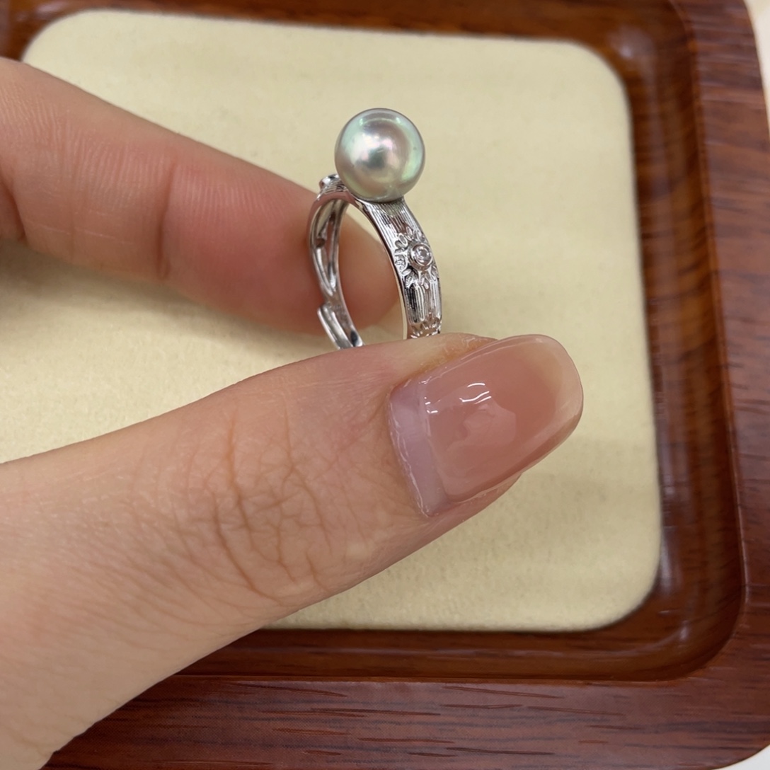 海水珍珠戒指银S925镶嵌