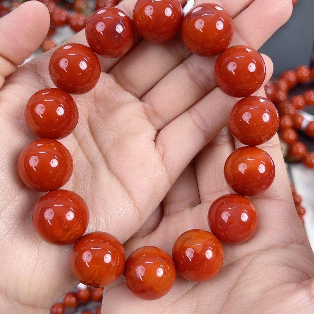 南红玛瑙未镶嵌瓦西收藏级锦红满肉单圈17mm