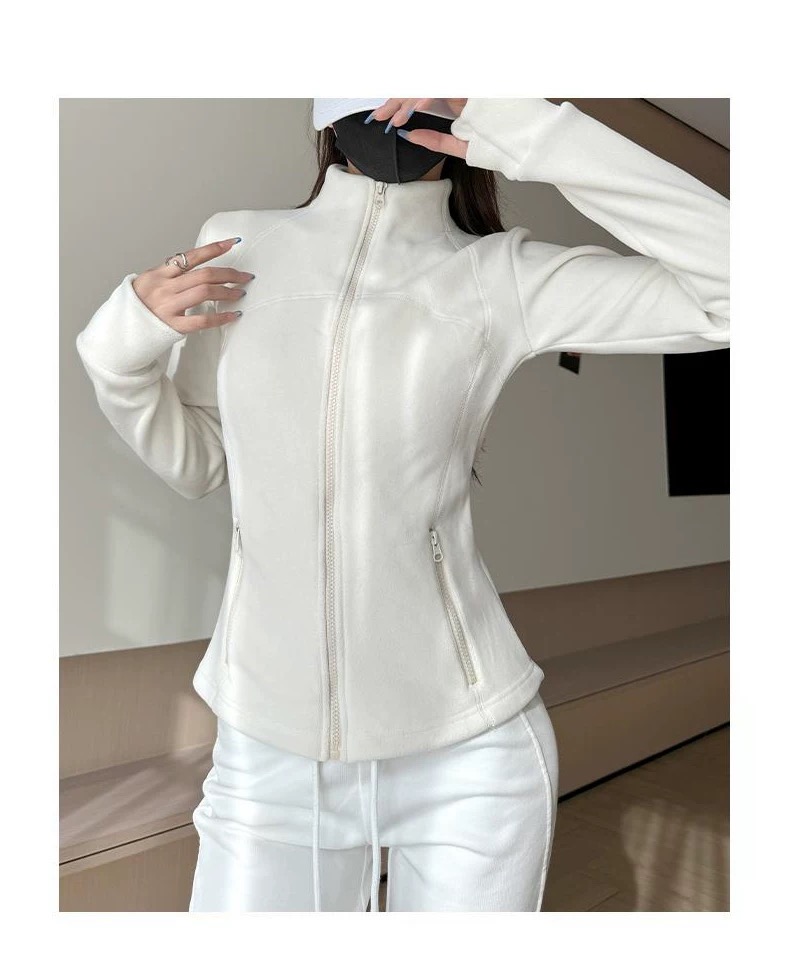 L054立领修身摇粒绒拼缝款外套