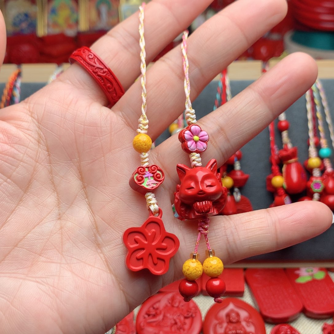 天然辰砂工艺品朱砂手机坠