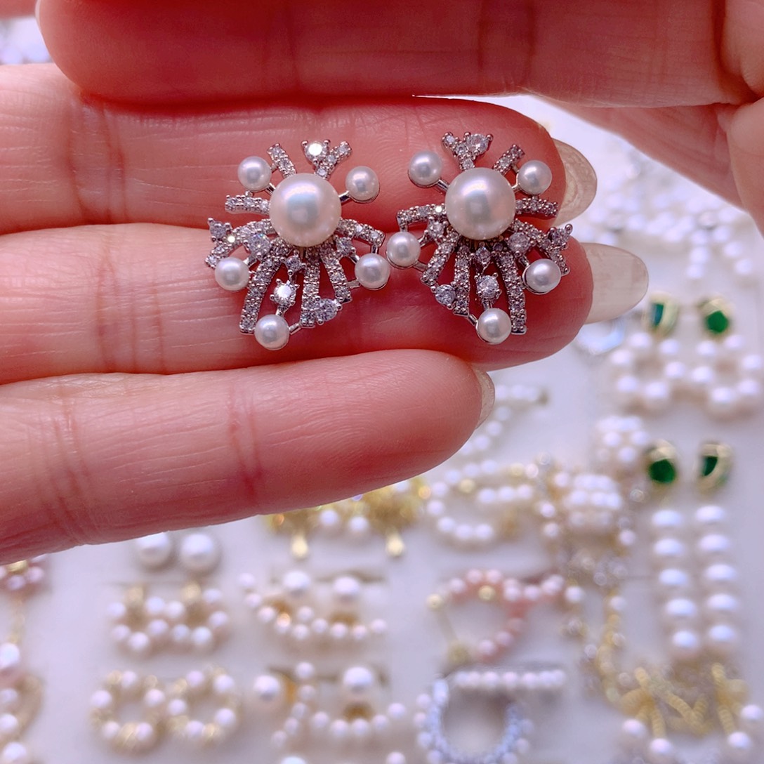 耳饰合金淡水珍珠