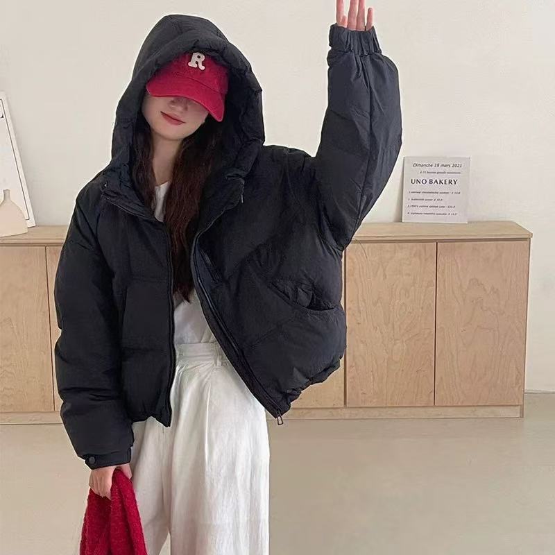 韩版宽松羽绒服女显瘦洋气双拉链新款小个子显高保暖短外套