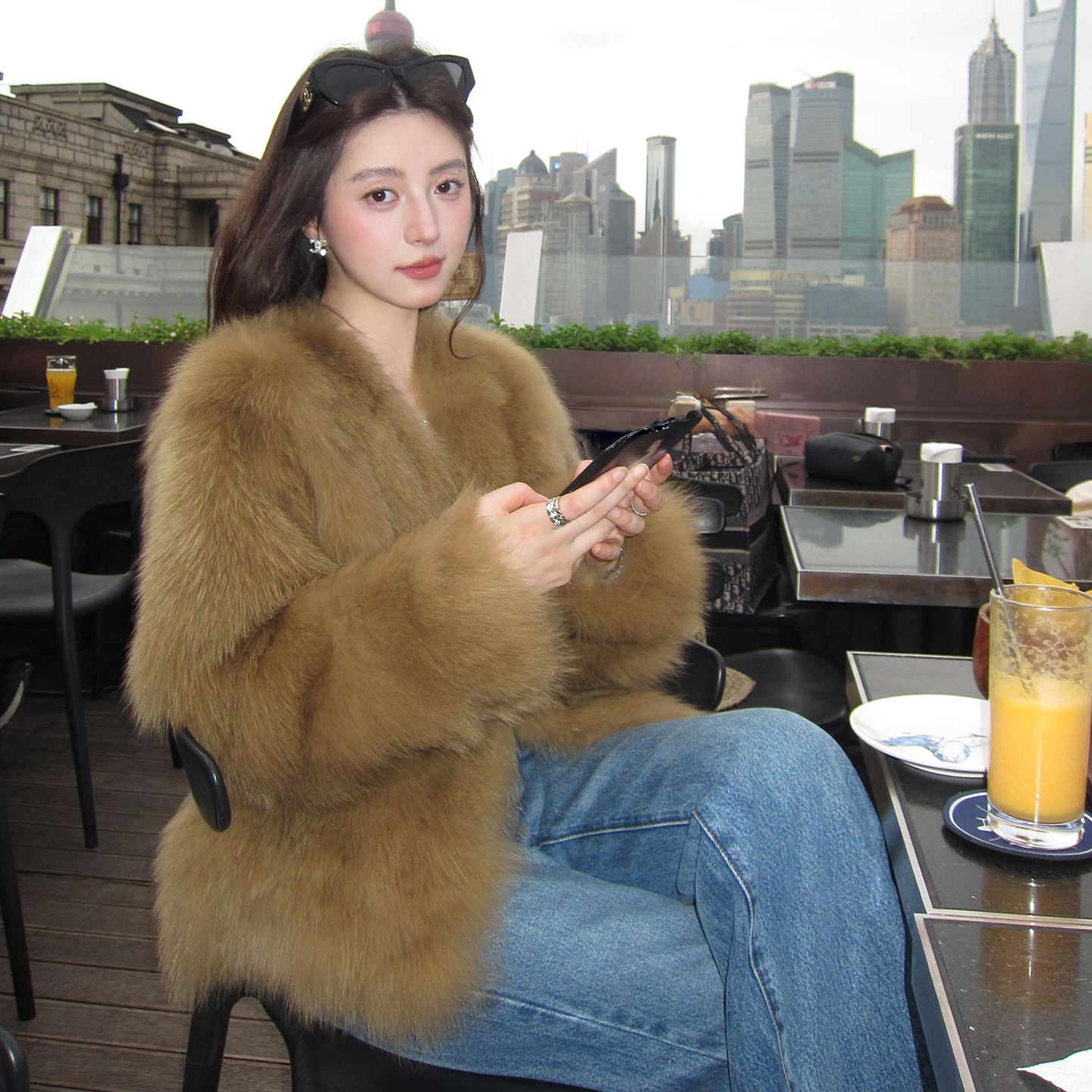 米汤家皮草“菲林暮晶”冬季海宁年轻皮毛一体狐狸毛皮草毛毛外套