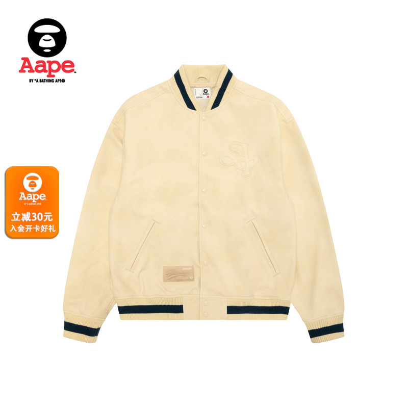 Aape旗舰店男装25秋冬复古做旧休闲潮流棒球服夹克外套7753XXP