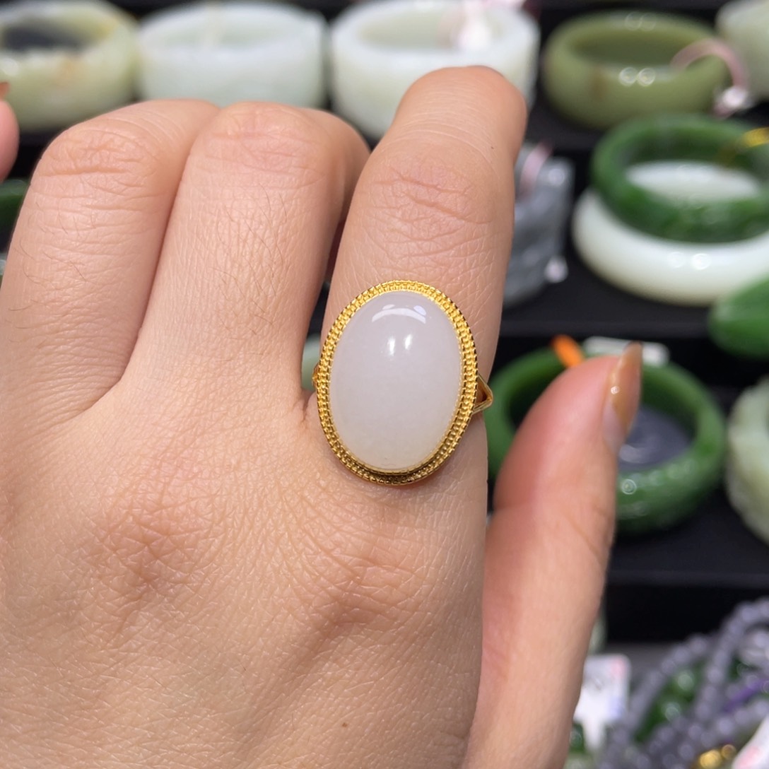 和田玉银S925镶嵌戒指