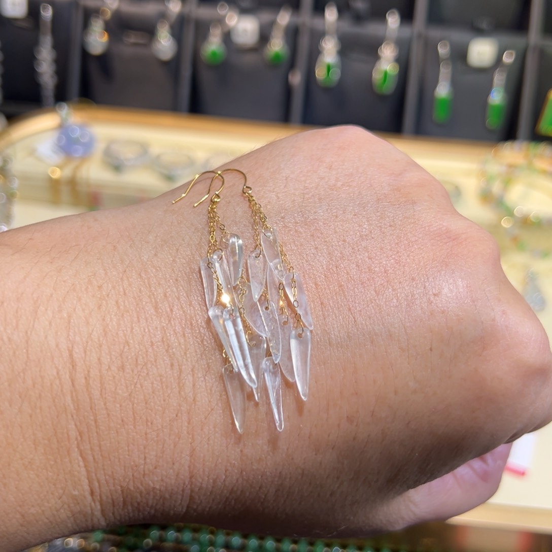 颈饰18K金镶嵌翡翠耳钩