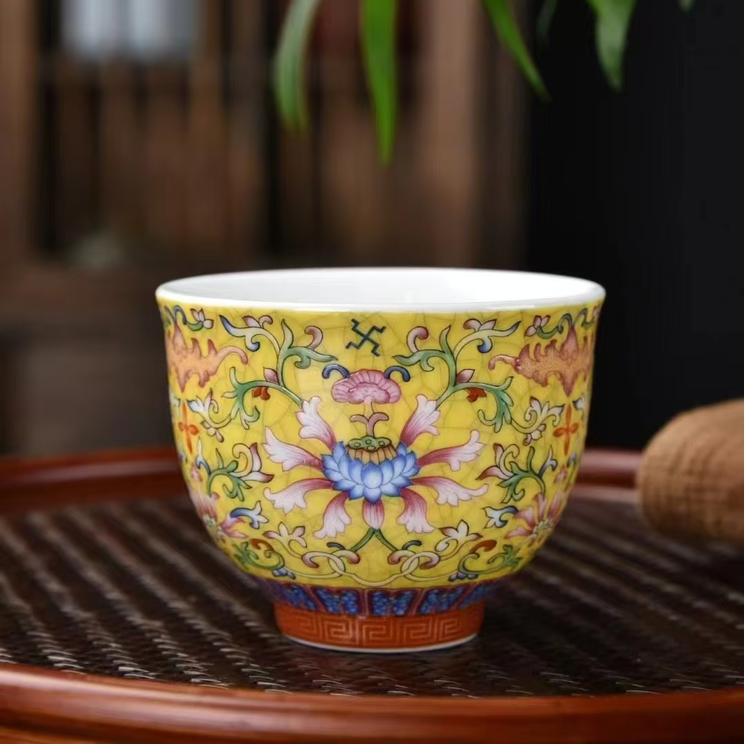 陶子茶具  珐琅彩缠枝莲主人杯茶杯品茗杯-4207（直播专享）