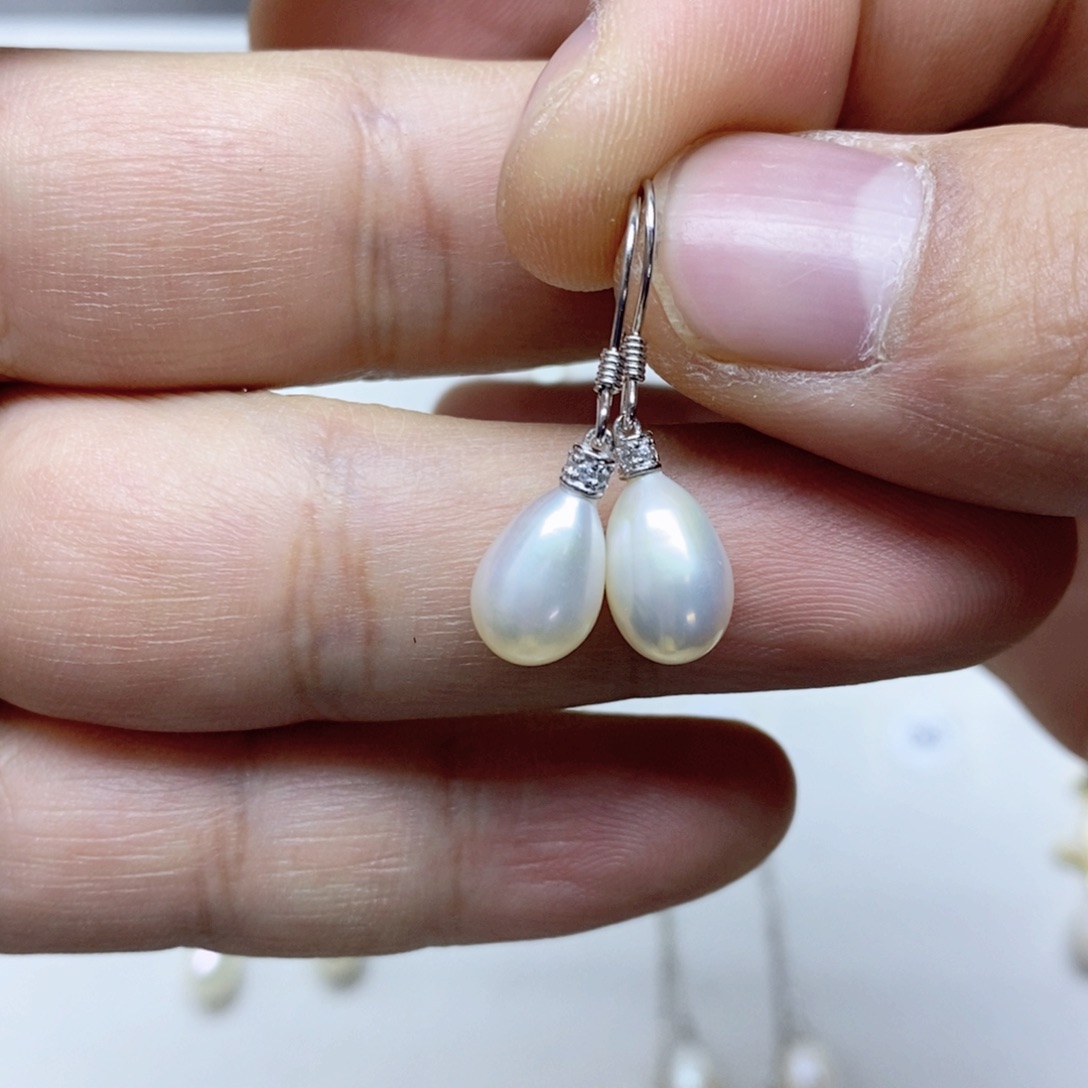 淡水珍珠耳饰银S925镶嵌