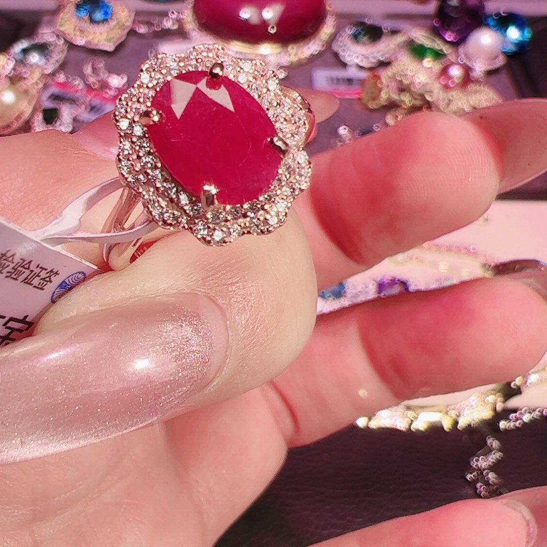 红宝石戒指银S925镶嵌