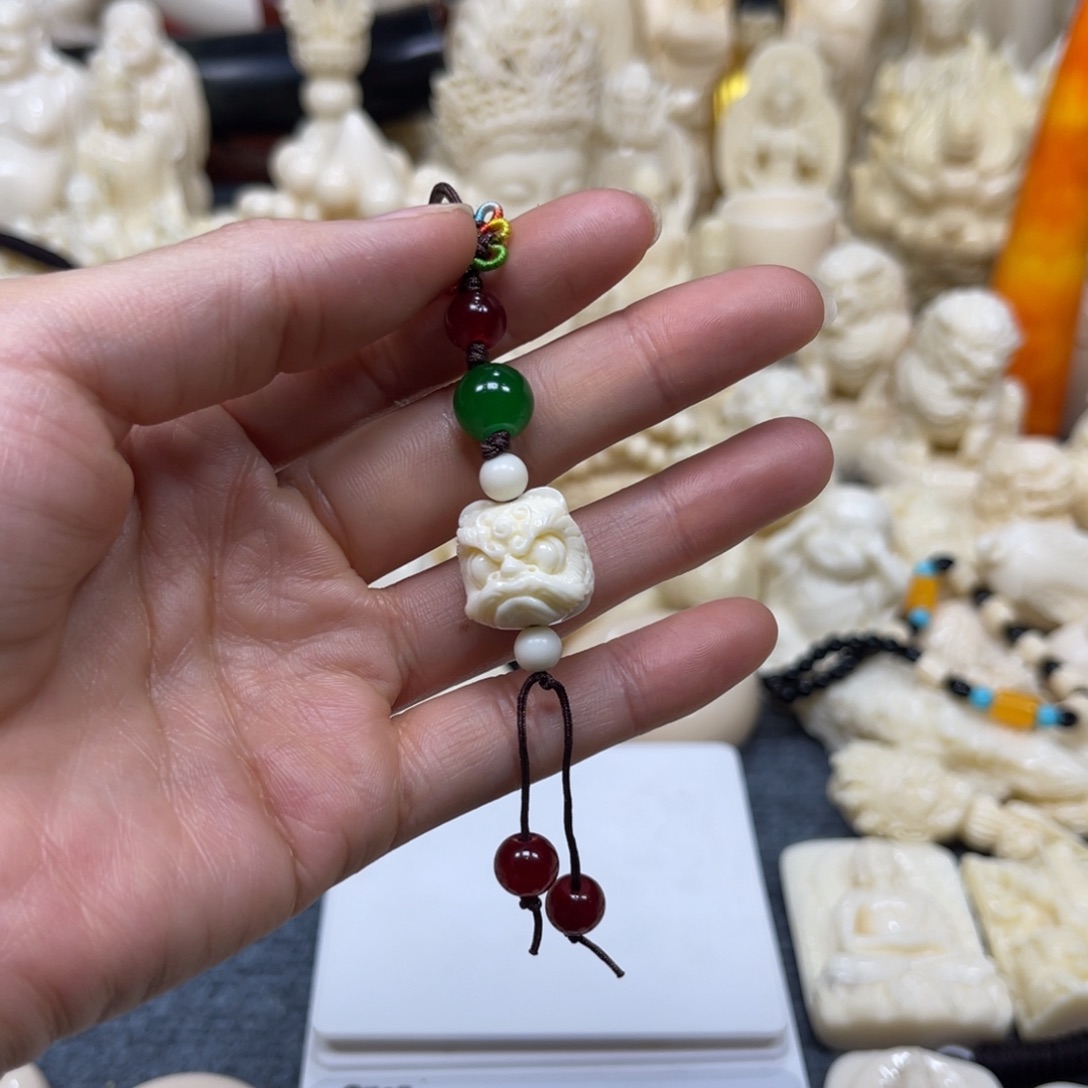 白***生手串/手链/手镯猛犸象牙醒狮单颗