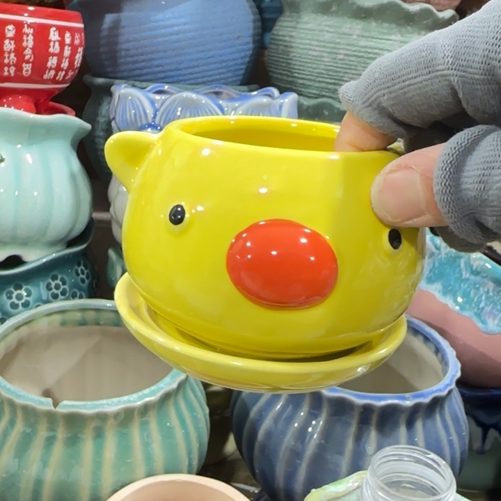 凑9块包邮，有孔，陶瓷花盆