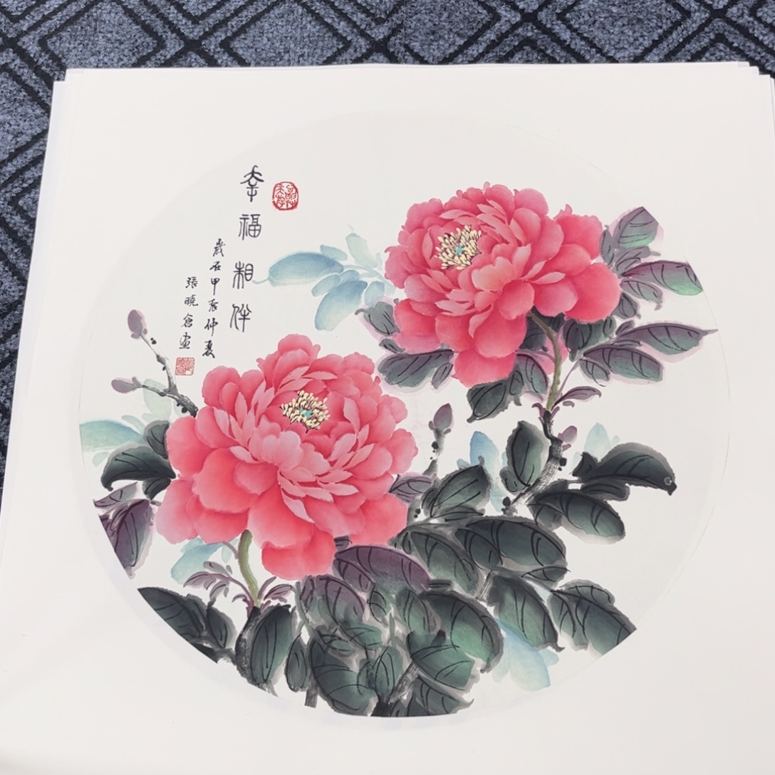 国画三尺斗方花鸟s