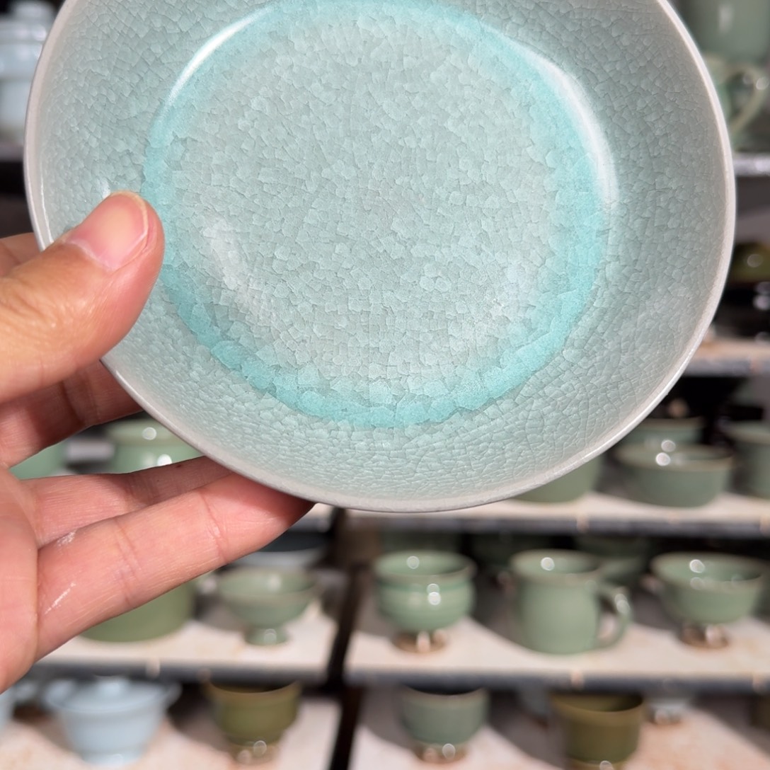 树***.陶摆件汝瓷冰花小圆洗