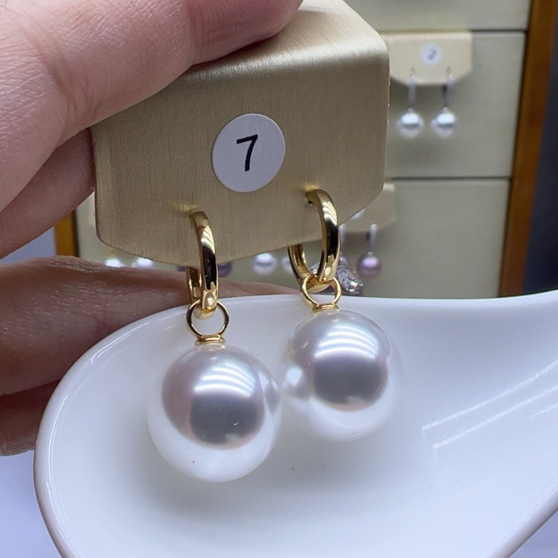 银S925镶嵌耳饰淡水珍珠