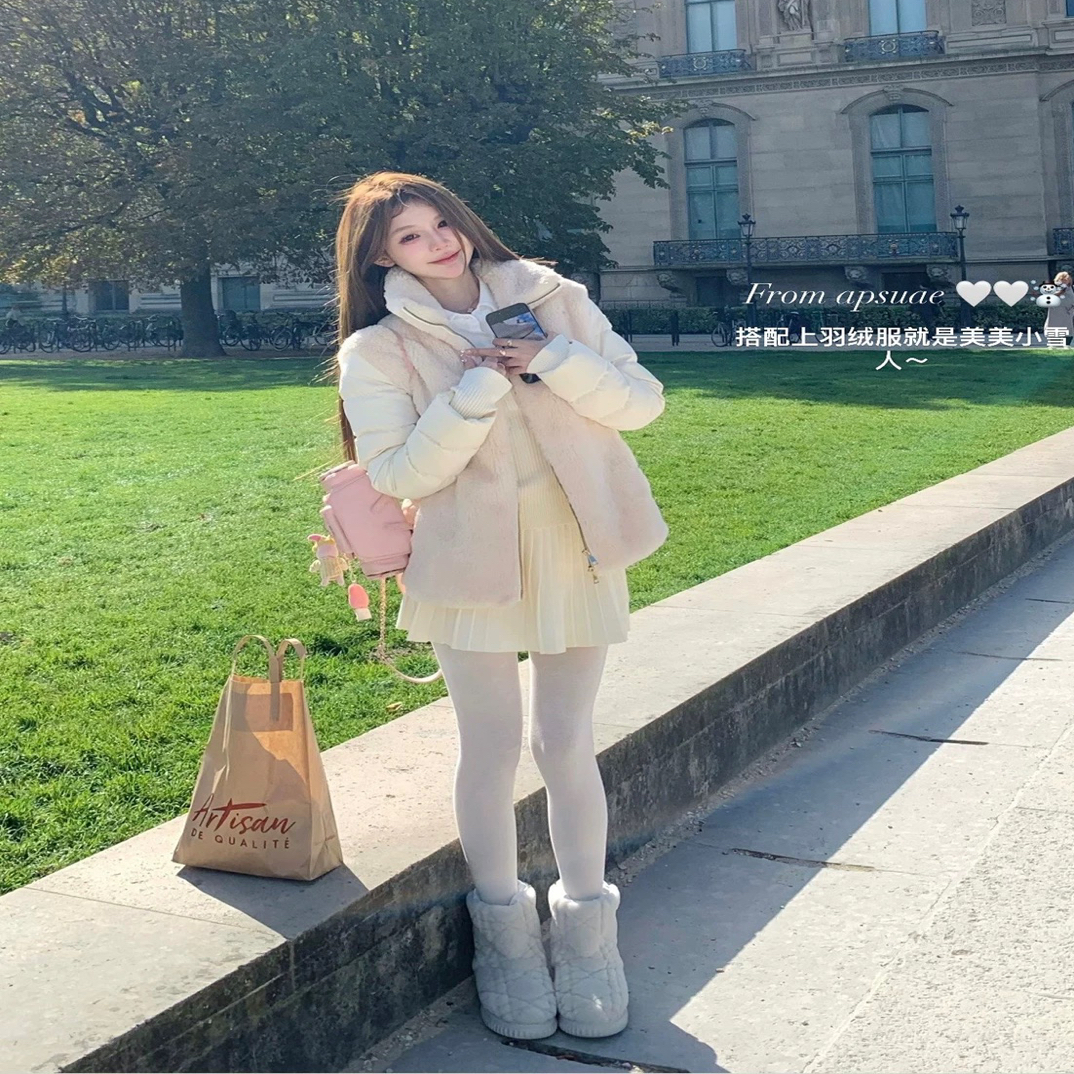 假两件针织衫+a字半身裙两件套女秋冬韩系针织毛衣套装超仙冰丝