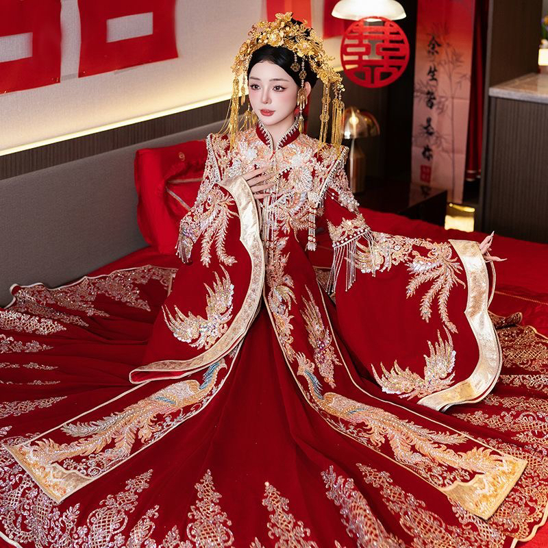 秀禾服高级感中式婚服新娘结婚嫁衣重工出阁服套装显瘦款敬酒服女