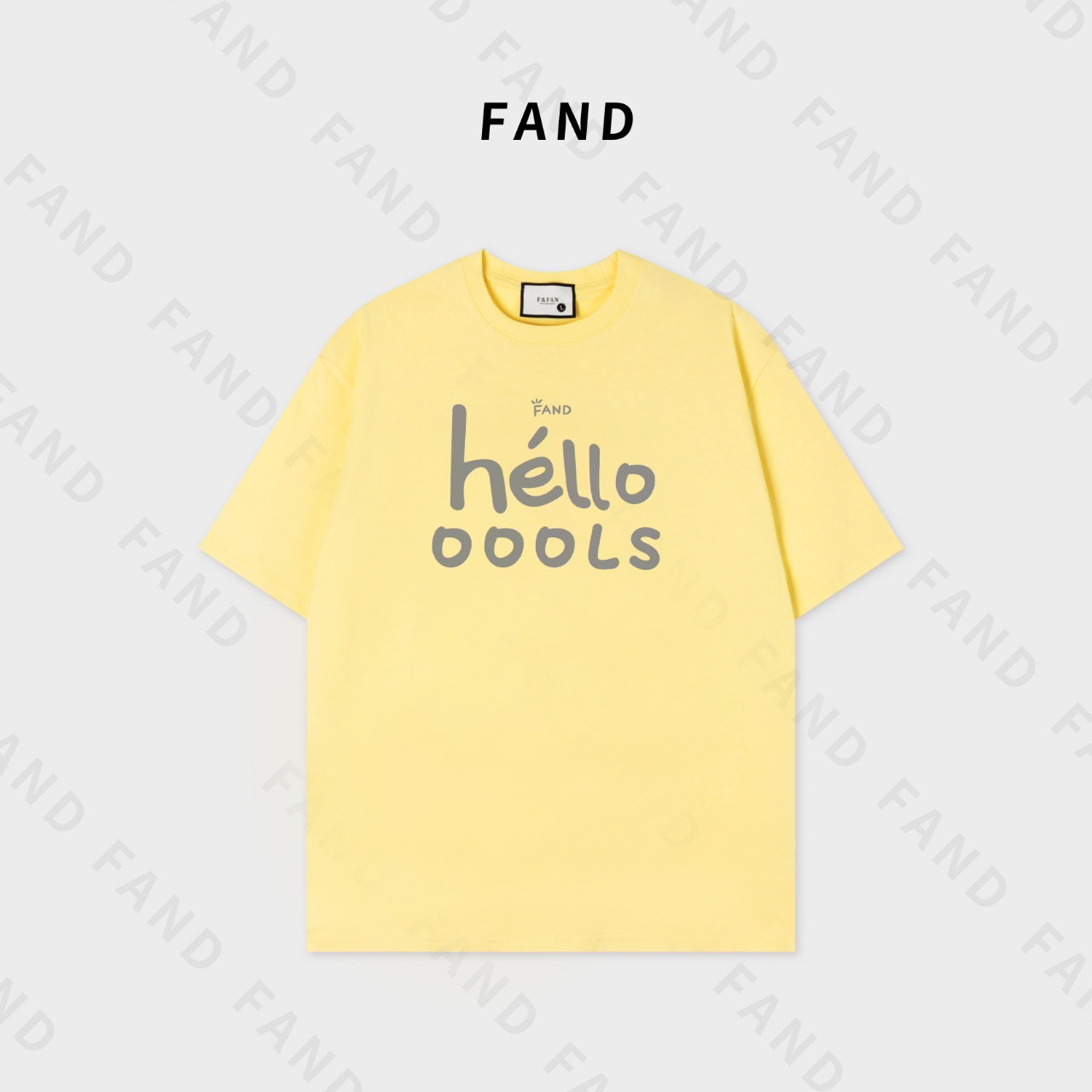 FAND品牌【趣味Hello】2025夏季情侣装时尚印花宽松圆领短袖潮牌T恤