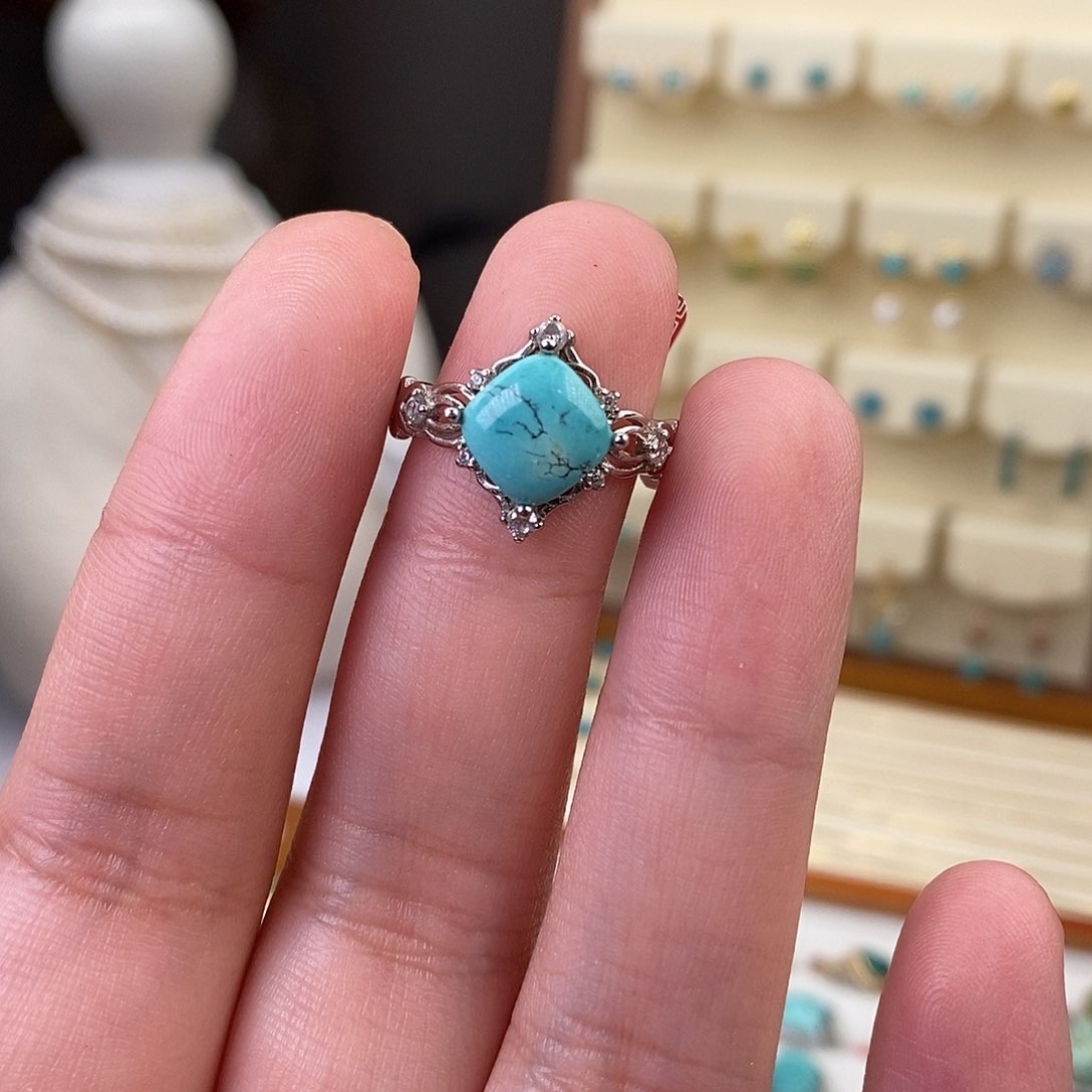 绿松石戒指银S925镶嵌