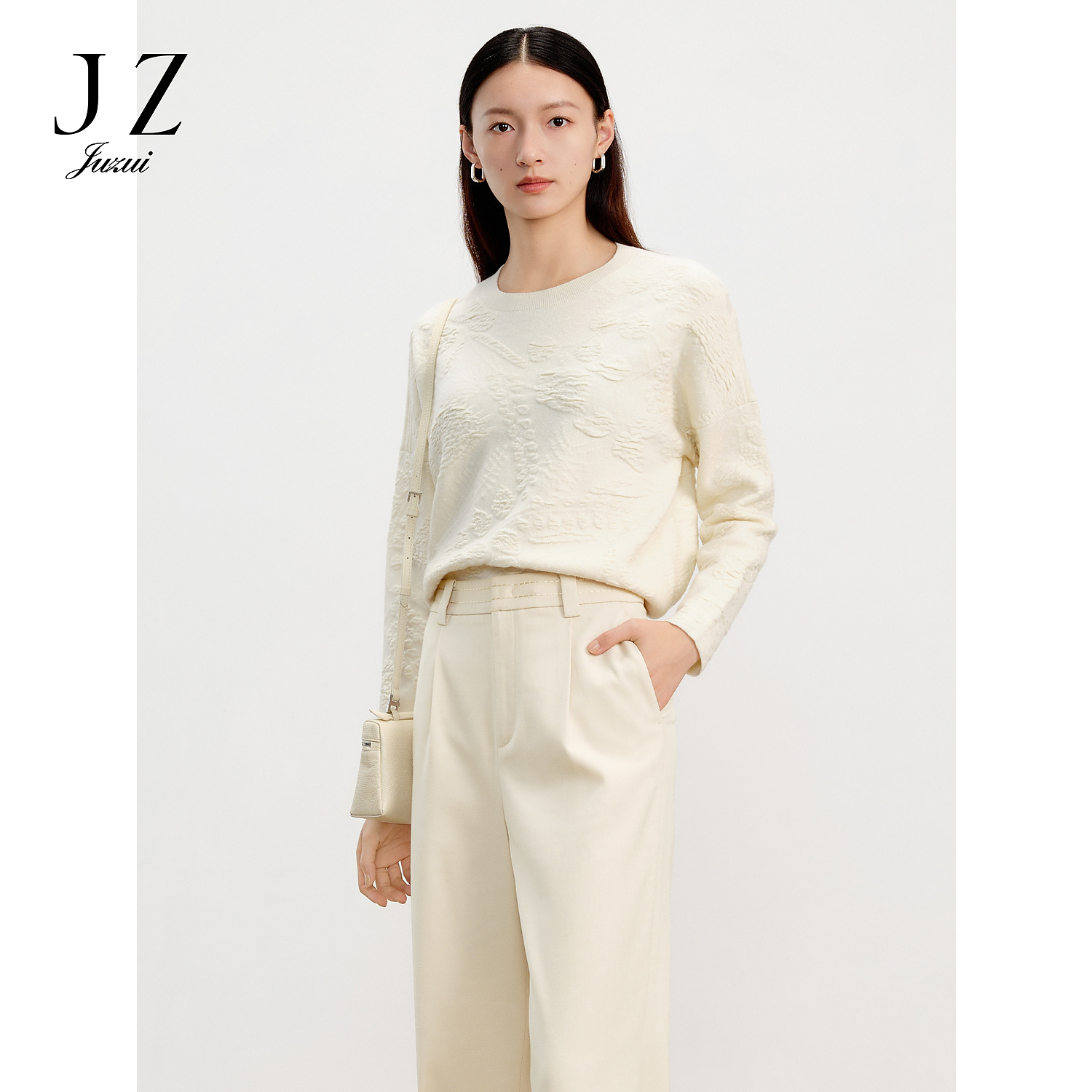 【安雅专属】【东方意蕴】玖姿安娜蔻JTEC31010国风提花简约H型毛衫女