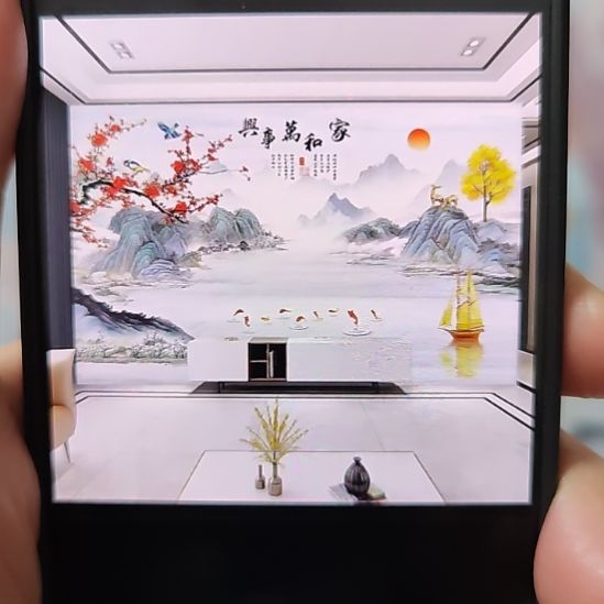 军***哥客厅电视墙壁画壁布