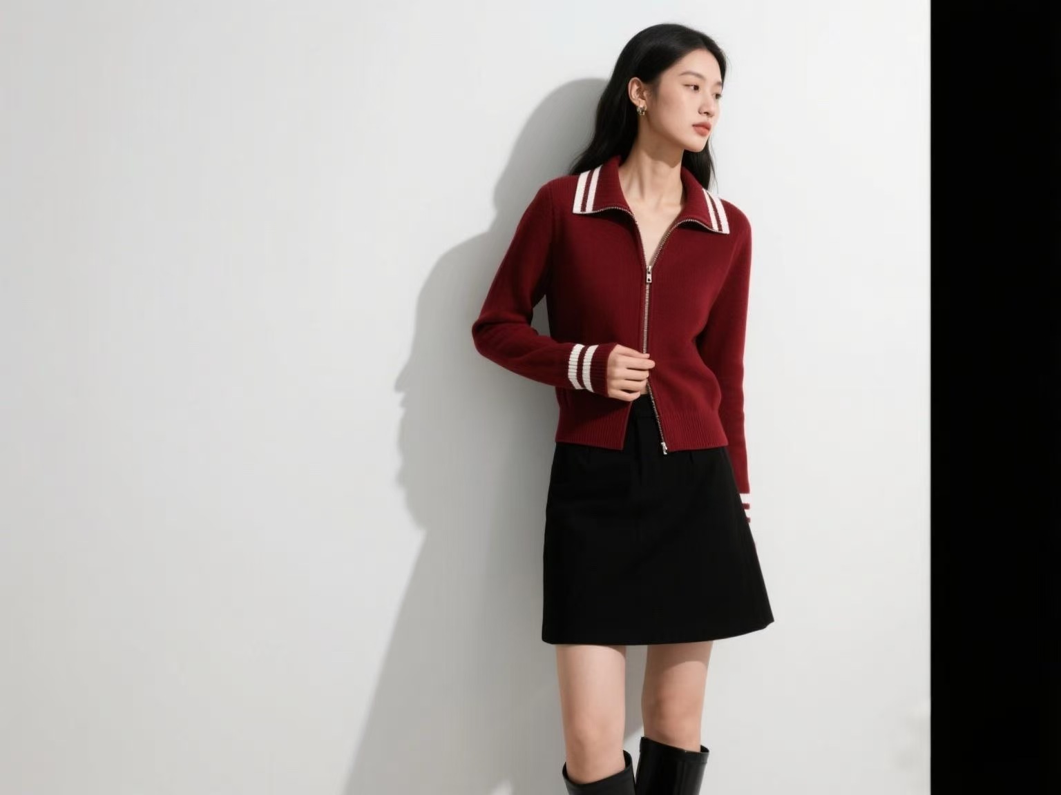 古着Vintage老钱风秋冬麻花POLO领开衫日系百搭羊毛圆领针织衫