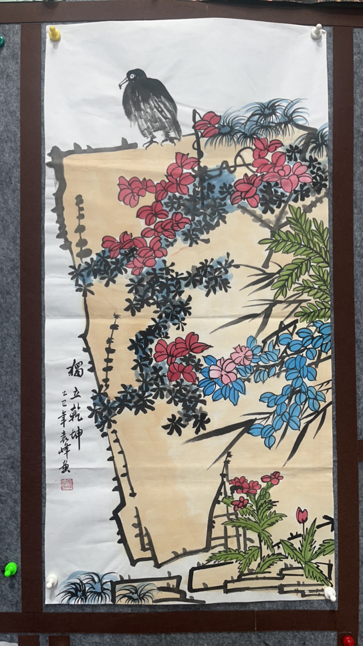 素心匠艺坊装饰画独立乾坤50×100回家自己装裱